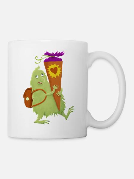 Monster mit Schultüte - Tasse - Weiß