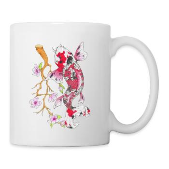 Koi carp Lotus Japanese design gift - Mug - white - Right