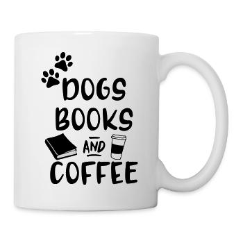 Hunde, Bücher und Kaffee - Tasse - Weiß - Rechts