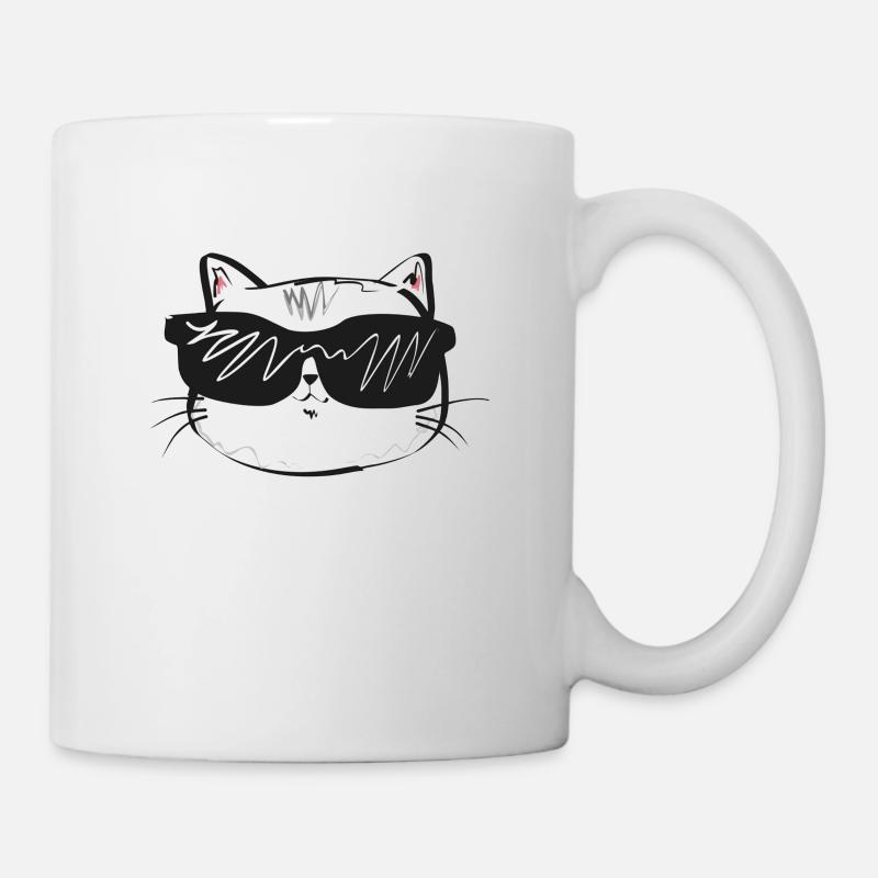 Coole Katze mit Sonnenbrille - Tasse - Weiß