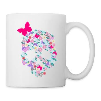 Skulline skull skull with flower butterfly - Mug - white - Right