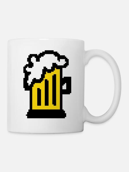 Bier Pixel Art - Tasse - Weiß