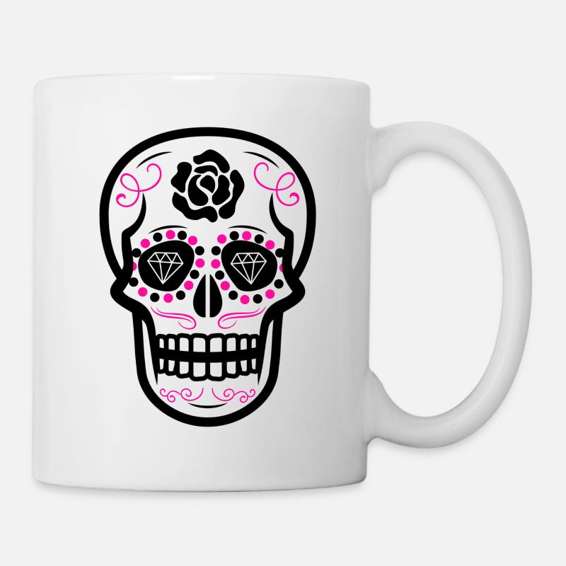 Sugar Skull Diamond Rose Pink - Tasse - Weiß