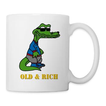 Money Krokodil, crocodile, alt, rich, sungalses - Tasse - Weiß - Rechts