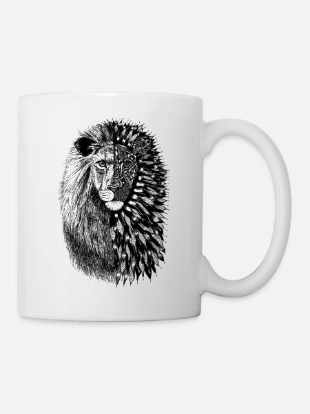 Two faced lion - black - Mug - white
