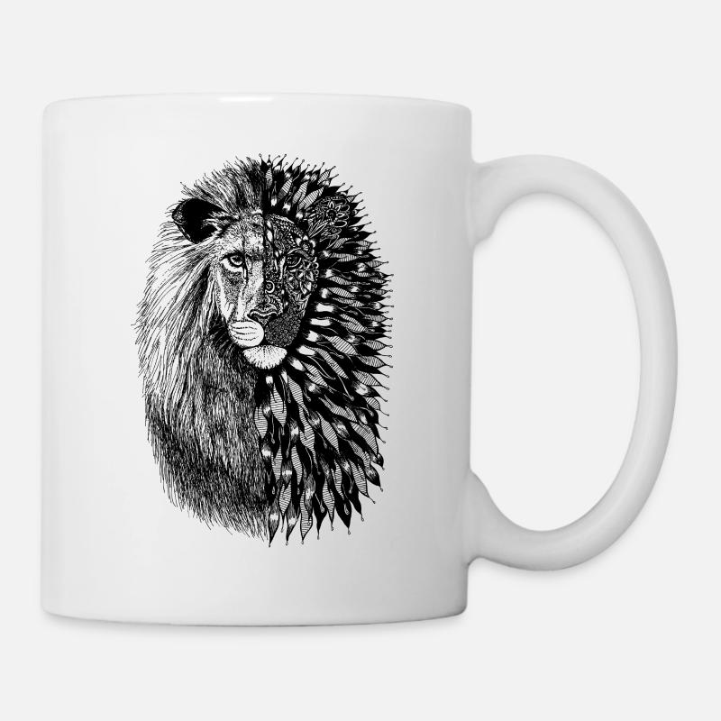 Zwei gesichtigter Löwe - Schwarz - Tasse - Weiß