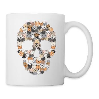Crâne chats | Cadeau tête de chat chaton - Mug blanc - blanc - Droite