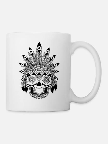 Indianer Federkopf - Tasse - Weiß