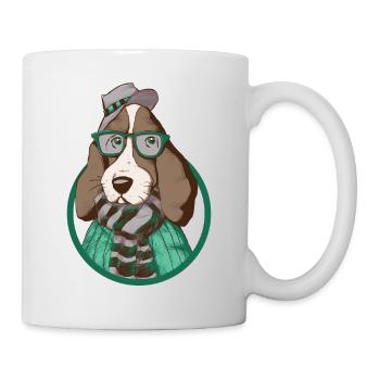 Hund mit HuT - Tasse - Weiß - Rechts