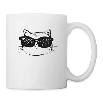 Coole Katze Sonnenbrille | Geschenk Idee - Tasse - Weiß - Rechts