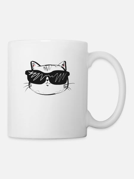 Cool Cat Sunglasses | Gift idea - Mug - white