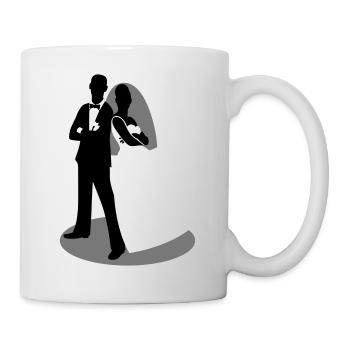 cool mariée et le marié en tant que figures de la silhouette - Mug blanc - blanc - Droite