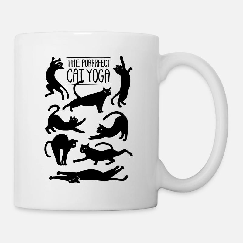 Das perfekte Katzen Yoga - Tasse - Weiß