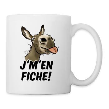 Ane "j'm'en fiche!"( texte noir) - Mug blanc - blanc - Droite