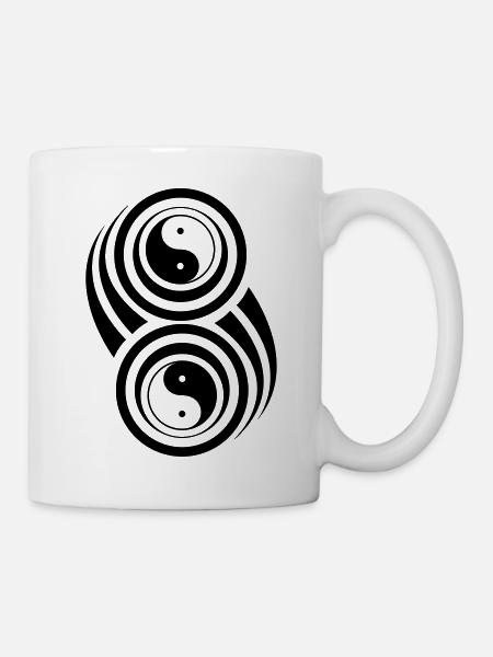 ying yang, yin, yang, tribal, shape, crop, circle - Mug - white