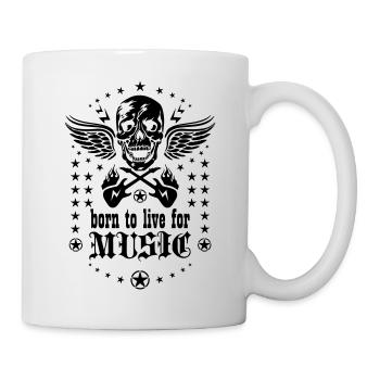 40 Born to live for Music Skull Totenkopf - Tasse - Weiß - Rechts