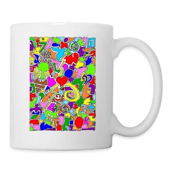 Doodle cadeau de dessin Pop Art moderne coloré - Mug blanc - blanc - Droite