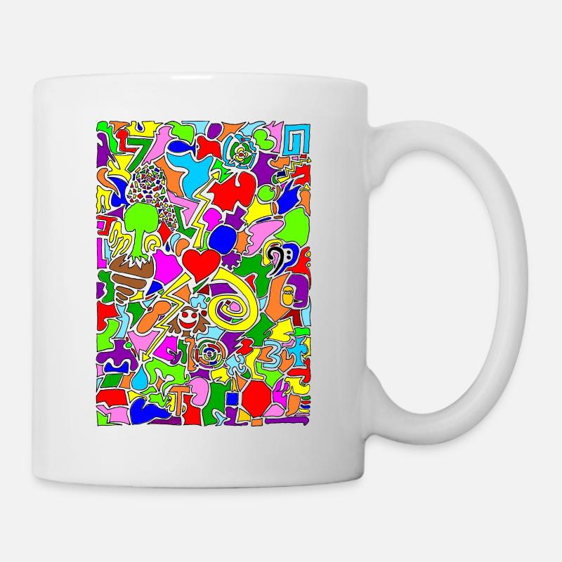 Doodle bunt Modern Pop Art Zeichnung Geschenk - Tasse - Weiß