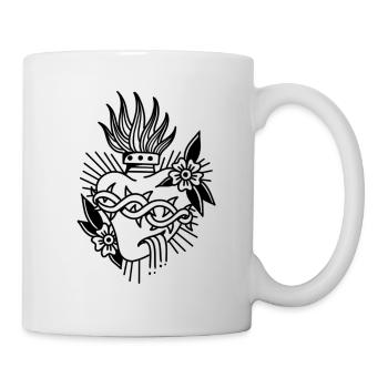 Traditional Tattoo Style Sacred Heart Design - Tasse - Weiß - Rechts