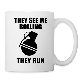 ils me voient rouler ils courent citation drôle - Mug blanc - blanc - Droite