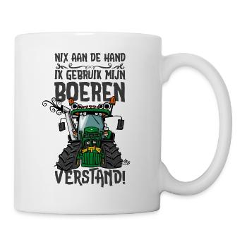 0197 green tractor, nix on the hand - Mug - white - Right