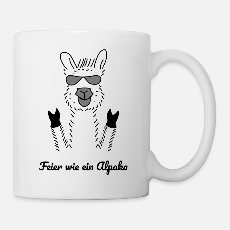 Feier wie ein Alpaka, Lama,Geschenkidee, Idee - Tasse - Weiß