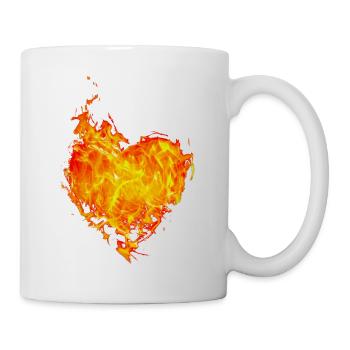 Flammendes Herz - Tasse - Weiß - Rechts