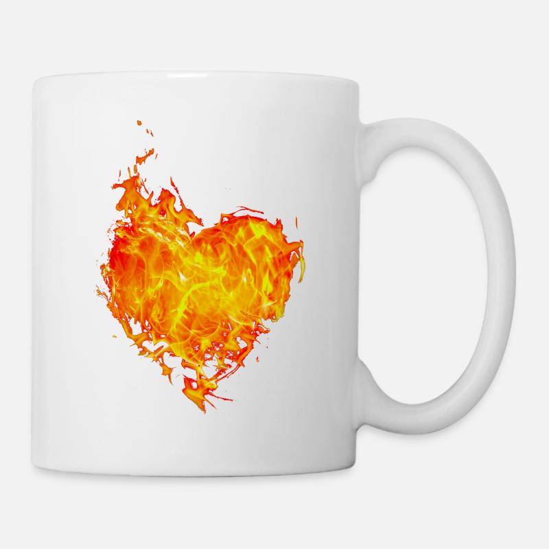 Flammendes Herz - Tasse - Weiß