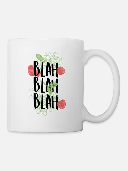 Blah Blah Kirschen & Blumen Geschenkidee - Tasse - Weiß