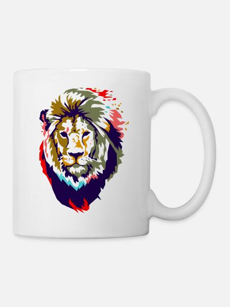 Cadeau de style urbain de conception de graffiti coloré de lion - Mug blanc - blanc