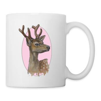 Young deer - roebuck - pink vignette - Mug - white - Right