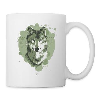 WOLF - GEOMETRIE - GRÜN - Tasse - Weiß - Rechts