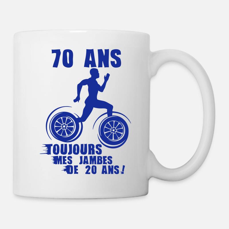 70 ans jambes course sprinter athlete anniversaire - Mug blanc - blanc