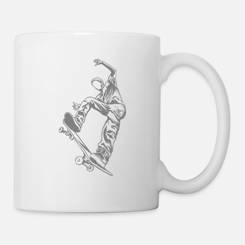 Skateboarder mit Skateboard - Tasse - Weiß
