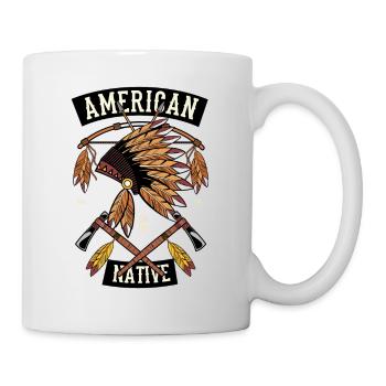 Amerikanische Ureinwohner Indianer T-Shirt - Tasse - Weiß - Rechts