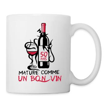 50 ans mature bouteille vin anniversaire - Mug blanc - blanc - Droite