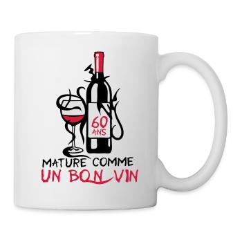60 ans mature bouteille vin anniversaire - Mug blanc - blanc - Droite