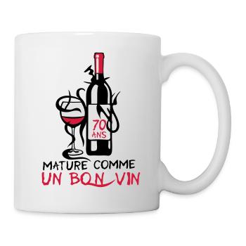 70 ans mature bouteille vin anniversaire - Mug blanc - blanc - Droite