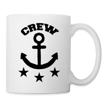 Crew Text mit Anker und 3 Sternen für Segel Teams - Tasse - Weiß - Rechts