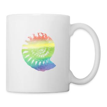 Fossil Ammonit in regenbogenfarben Geschenk - Tasse - Weiß - Rechts
