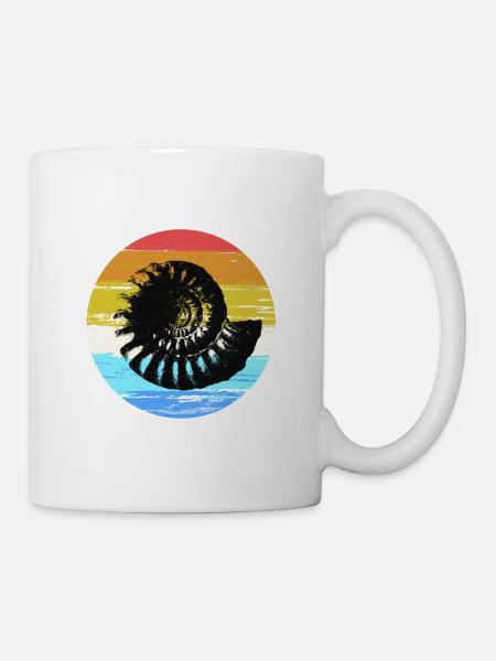 Ammonit Fossil Farbkreis coole Geschenkidee - Tasse - Weiß