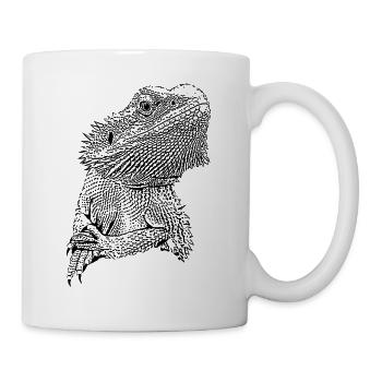 Bande dessinée illustration de motif de lézard dragon barbu - Mug blanc - blanc - Droite