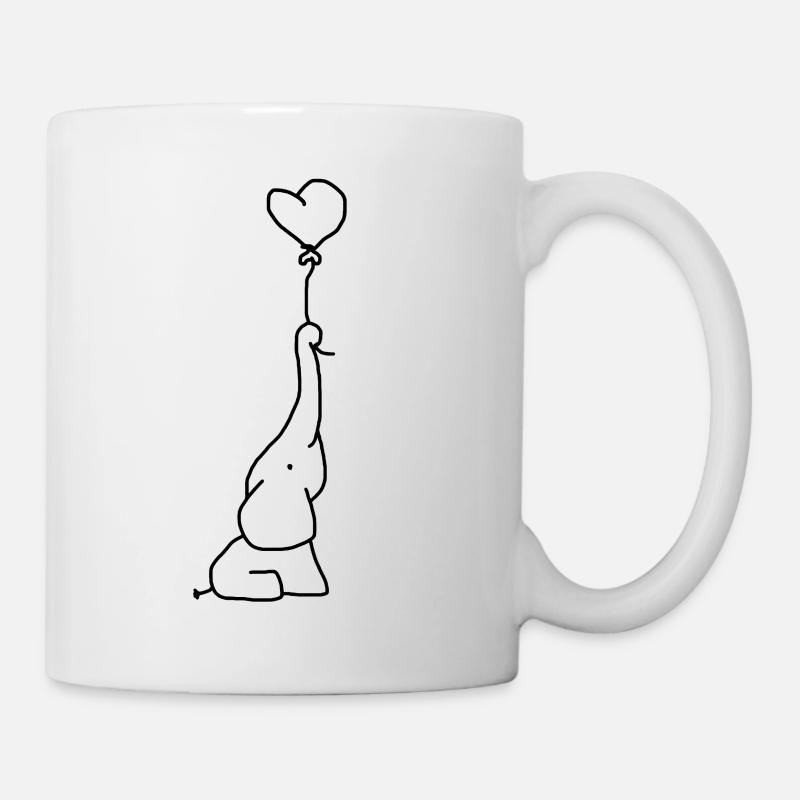 Éléphant avec ballon coeur - Mug blanc - blanc