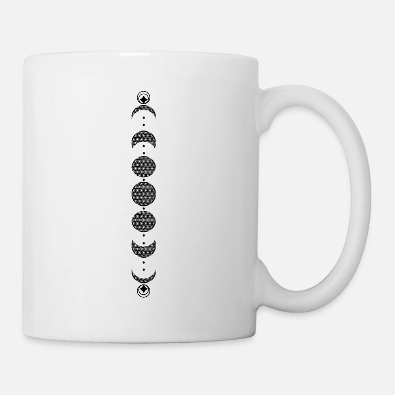 Mondphasen Kalender Lebensblume Traumfänger - Tasse - Weiß
