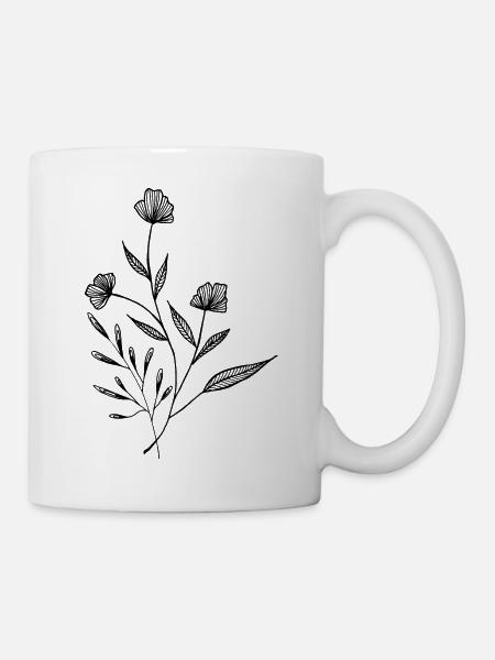 Flowers and branches - Tasse - Weiß