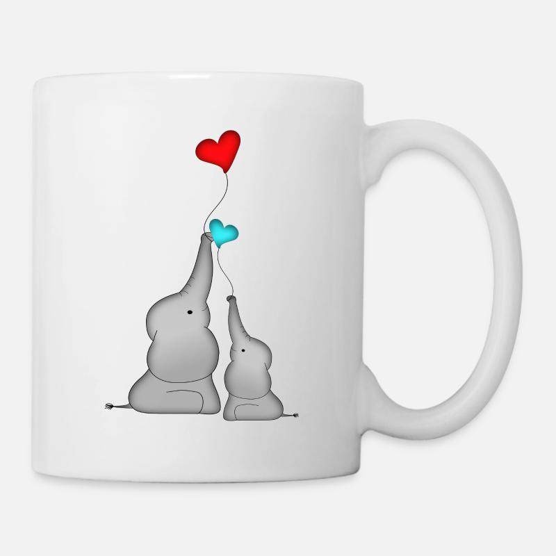 Anniversaire de bébé ballon coeur éléphant - Mug blanc - blanc