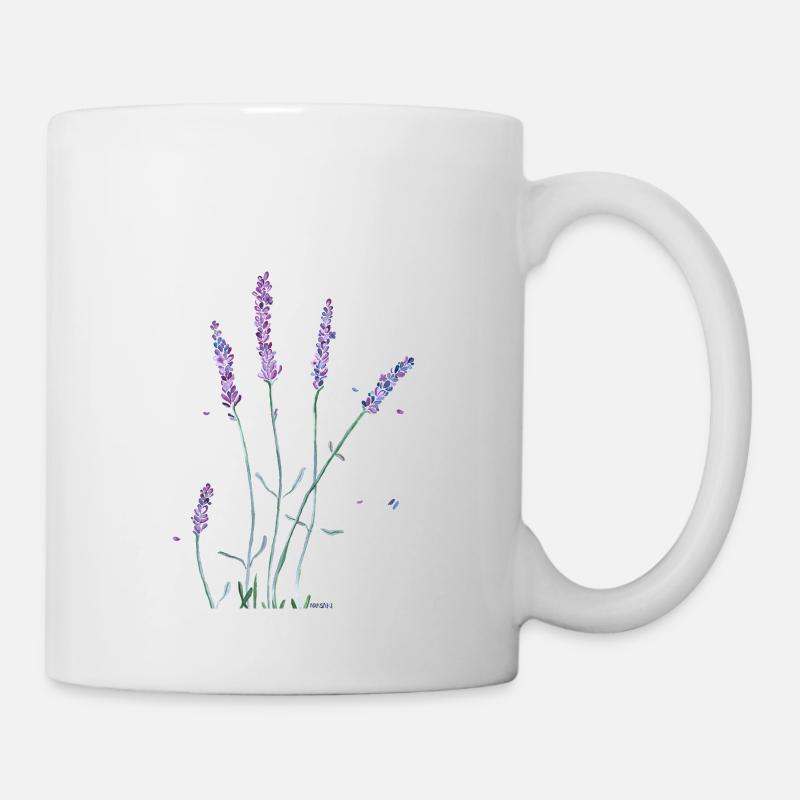 Lavendel Blumen Aquarell - Tasse - Weiß