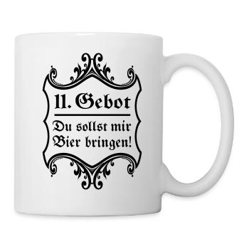 Bier Biertrinker 11. Gebot lustige Sprüche saufen - Tasse - Weiß - Rechts