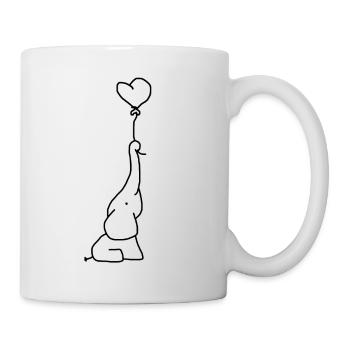 Éléphant avec ballon coeur - Mug blanc - blanc - Droite