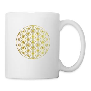 Blume des Lebens Gold Yoga Geschenkidee - Tasse - Weiß - Rechts